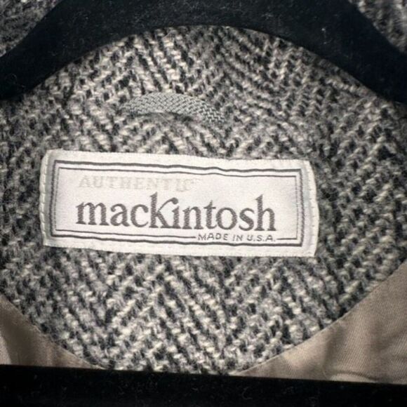 Vintage 90s Mackintosh Womens Chevron Wool Double Breasted Blazer Gray‎ Medium - Picture 3 of 11